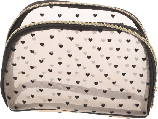 BESPORTBLE Women's Makeup Bag Portable Travel Cosmetic Organizer Two Layers Transparent Case for Make Up and Camping Accessories, Black, modern