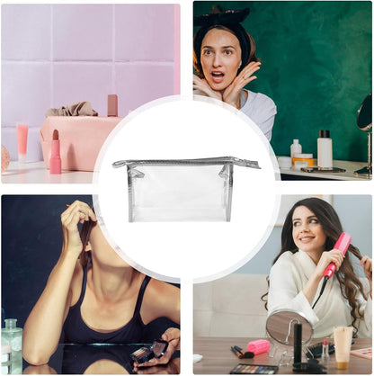 Toiletry Bag - Cosmetic Bag | Clear Makeup Bag | Waterproof Makeup Bag, Storage Bag Zipper Cosmetic Bags, Travel Makeup Bag, Make Up Organizer, Waterproof Cosmetic Case, Travel Accessories, silver,