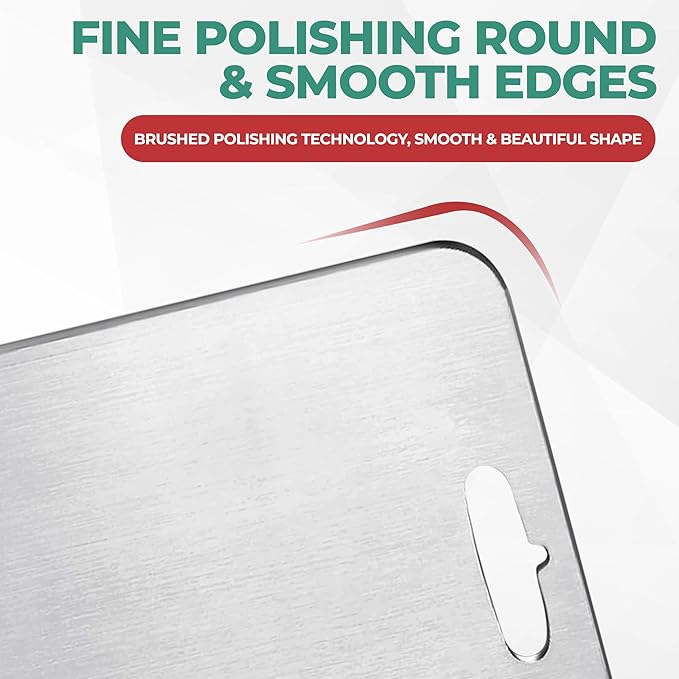 Stainless Steel Cutting Board (15x11')- Double Sided for Meat & Meal Prep, Dishwasher Safe, Non Slip