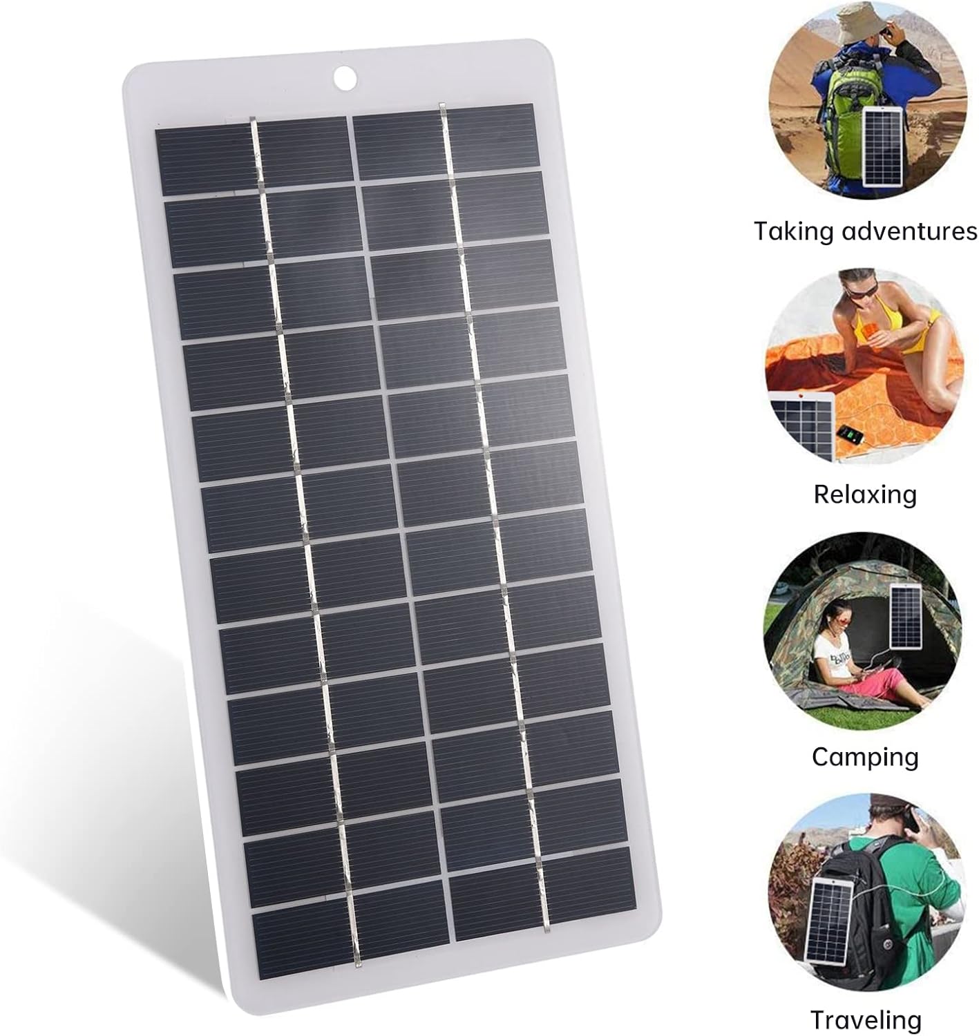 BERZO 5W 12V Solar Panel Portable Solar Power Polycrystalline Siliocone Solar Charger Mini High Efficiency Solar Module with Clips