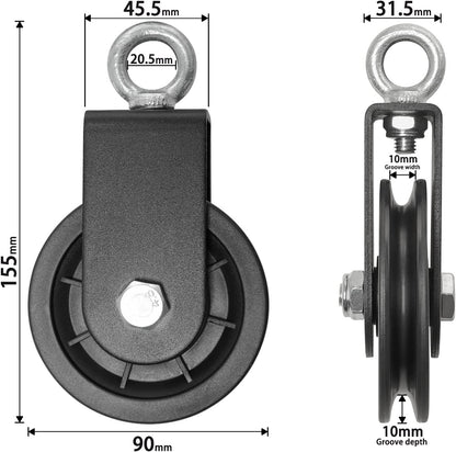 Vishusju 90mm Pulley Wheel for Cable Machines Silent Bearing Home Gym Equipment Pull Down Attachment Weight Lifting Pulley Traction