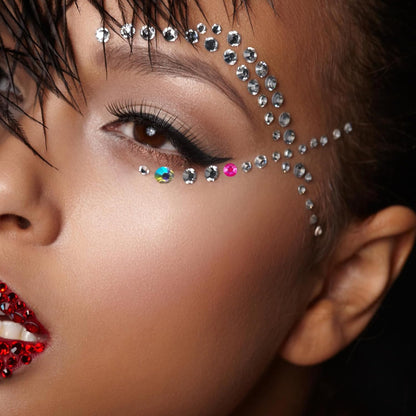 RTRTGS 5 Sheets Make Up,Glitter Gems Stickers for Face,Rhinestones Stickers for Face,Self Adhesive Rhinestones,for Face Make Up Accessories for Festival and Decoration