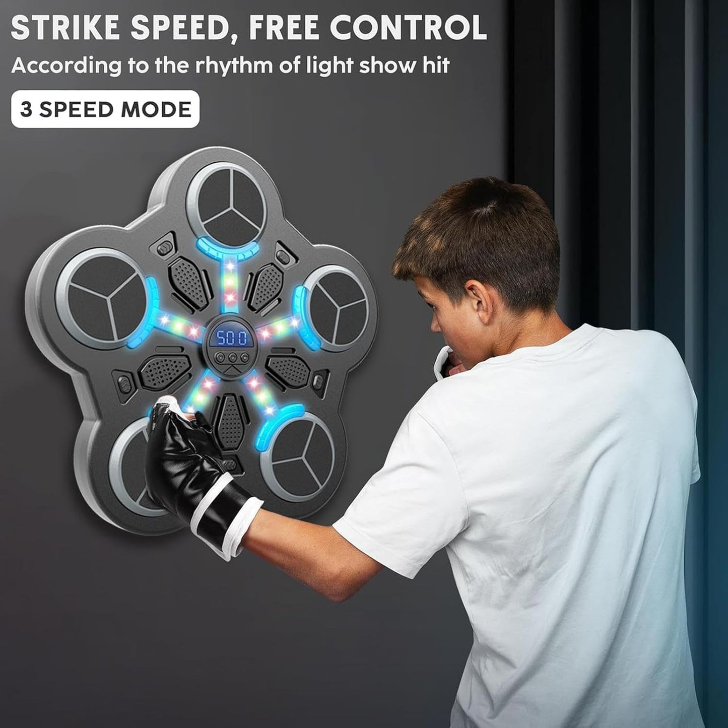 Wireless Boxing Machine, Adjustable Wall-Mounted Punching Machine, Multipurpose Workout Equipment, Light-Up Punching Machine for Fitness, Home Gym Boxing Trainer, Punching Exercise Gear