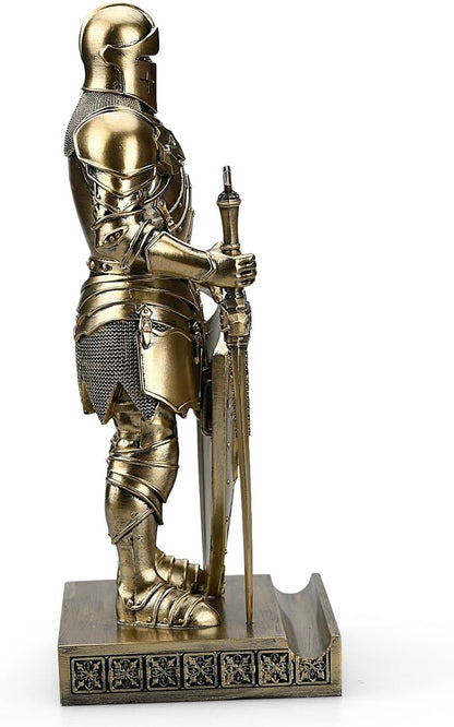 HDMbigmi King's Guard Ornament Knight Statue for Desk, Desktop Accessories Pen Holder Pen Stand Paperweight for Office and Home (Bronze)