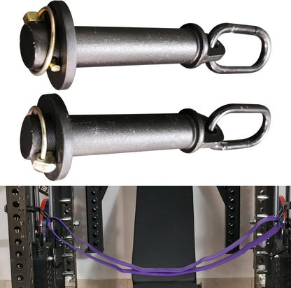 1 Pair Squat Rack Attachments for Elastic Band, Alloy Steel Power Rack Attachments for Home Fitness Gym Equipment Accessories, Fits on 3X3 with 1" Hole