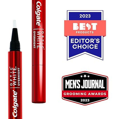 Colgate Optic White Overnight Teeth Whitening Pen, Enamel Safe and Vegan, Teeth Stain Remover to Whiten Teeth, Teeth Whitening for Sensitive Teeth, 35 Nightly Treatments Per Pen, 0.08 Oz,2 Pack