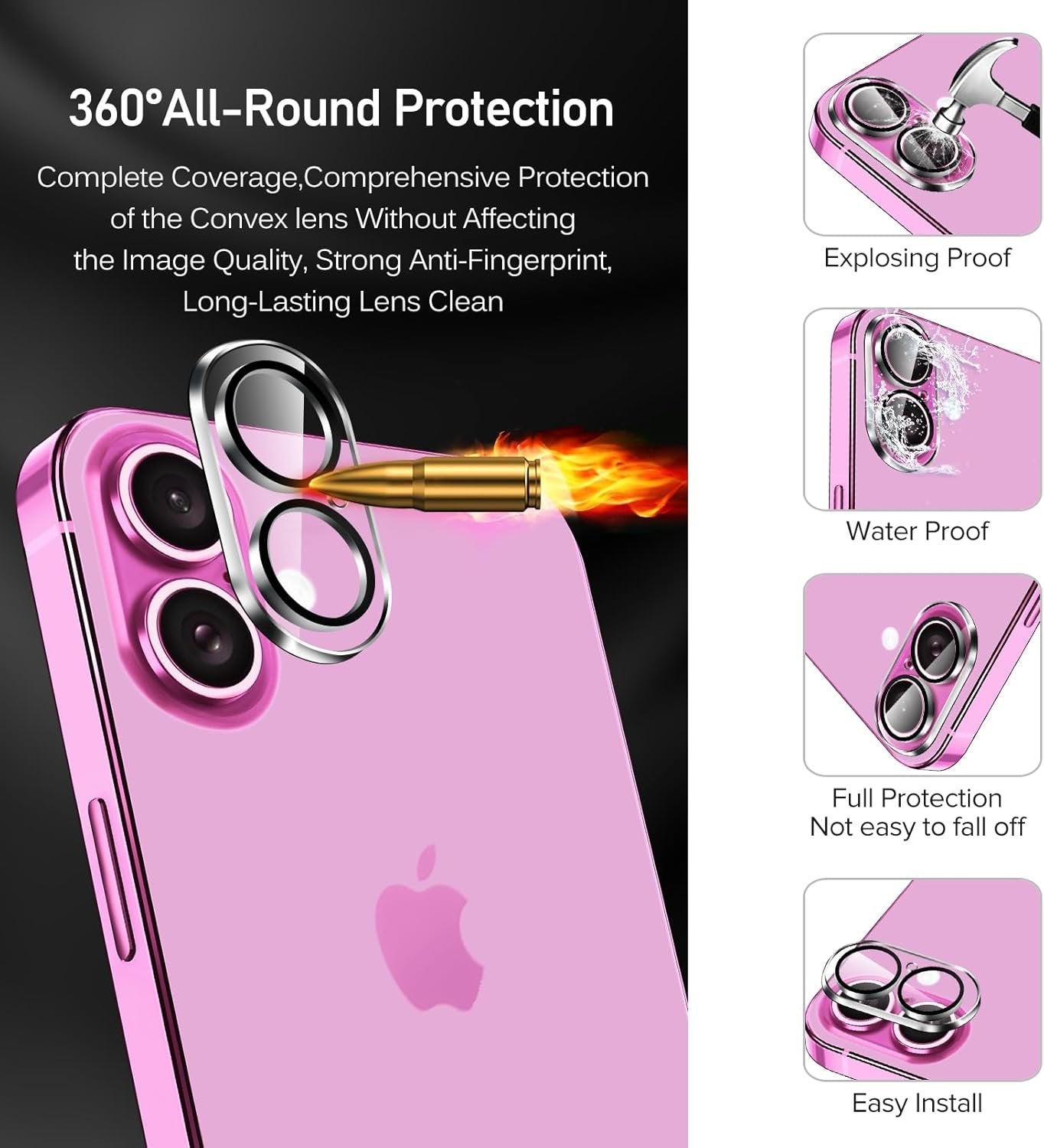 ivoler 3+3 Pack Tempered Glass for iPhone 16 Plus Screen Protector 6.7'' [3 Pack] with [3 Pack] Camera Lens Protector with [Alignment Frame], Anti-Scratch Case Friendly Transparent HD Clear Film