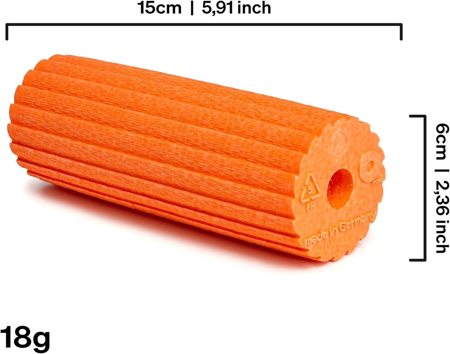 BLACKROLL® Mini Flow Fascia Roller (15 x 5 cm), Small Fitness Roller for Self-Massage, Handy Massage Roller for Travel, Office or Gym, Medium Hardness, Made in Germany