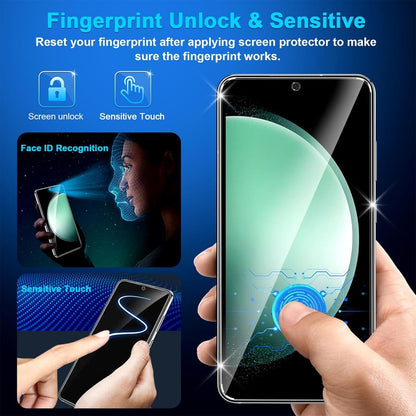 [3+3 Pack] for Samsung Galaxy S23 FE Screen Protector, 9H Tempered Glass, Ultrasonic Fingerprint Compatible, HD Clear Case Friendly for Samsung S23 FE Tempered Glass Screen Protector 5G