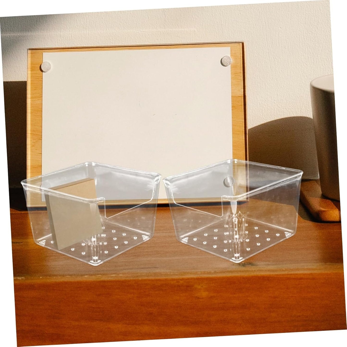 CIMAXIC Clear Memo Organizer Case Durable Storage Box for Desktop Notepad Paperclip Holder Compact and Stylish Office Supplies for Efficient Workspace Organization