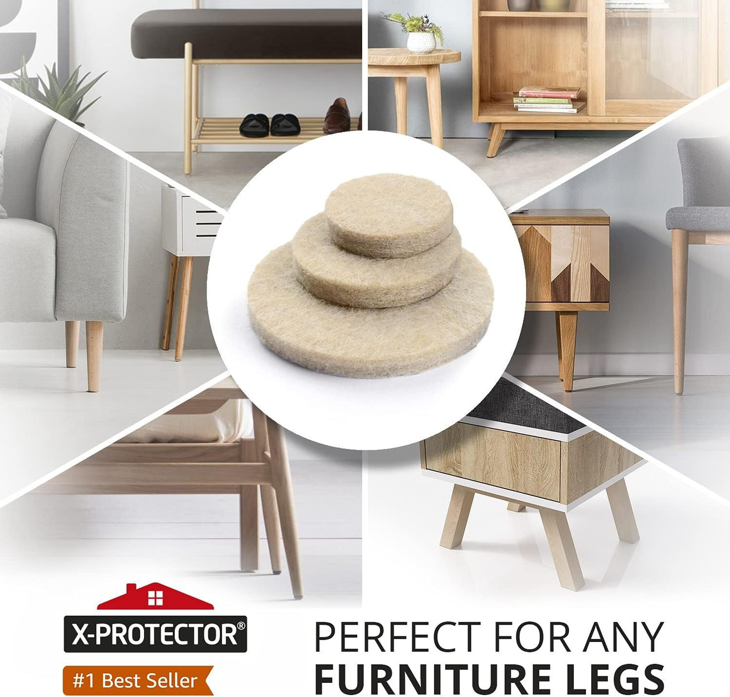 X-PROTECTOR Felt Furniture Pads 181 Pack - Premium Felt Pads Furniture Feet Your Best Wood Floor Protectors - Protect Your Hardwood Flooring