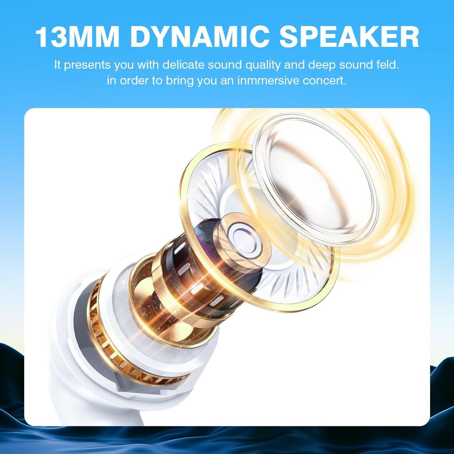 Wireless Earbuds Bluetooth 5.3 LED Display Headphones with ENC Mic,40H Bluetooth Earphones in Ear Deep Bass Stereo Sound,Mini Ear Buds IP6 Waterproof,Touch Control for Work Sport
