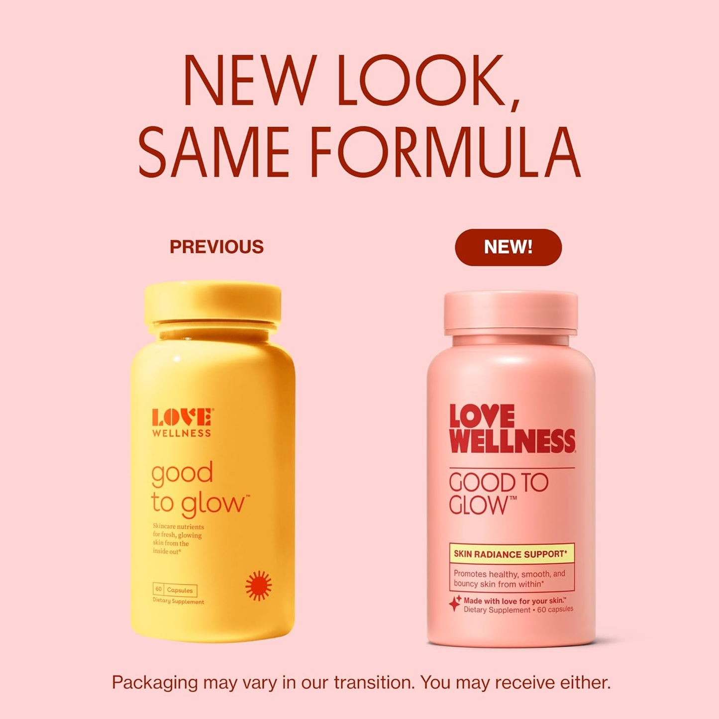 Love Wellness Good to Glow | Collagen Supplement with Biotin, Vitamin C, E, Ashwagandha & Zinc | Promotes Smooth, Glowing & Clear Skin | Enhances Smoothness & Promotes Healthy Skin | 60 Count