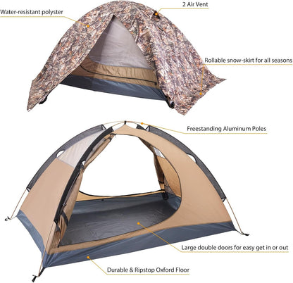 GEERTOP 2 Person 4 Season Backpacking Tent Waterproof Ultralight Camping Tent for 2 Man Double Layer All Weather Easy Setup Tents for Outdoor Survival, Hiking, Backpack Travel, Mountaineering