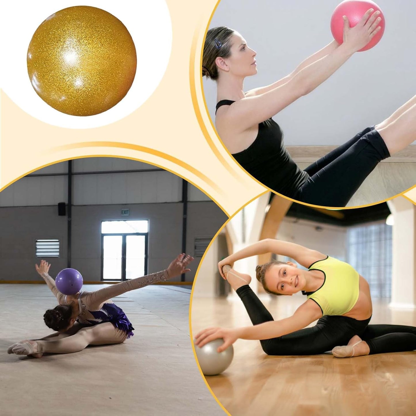 Yoga Ball, Workout Stability Ball, High Elastic Core Trainer, Versatile Balance Training Gear for Gym, Fitness, Dance, Practice Performance Competition, 7.09x7.09x7.09 Inches
