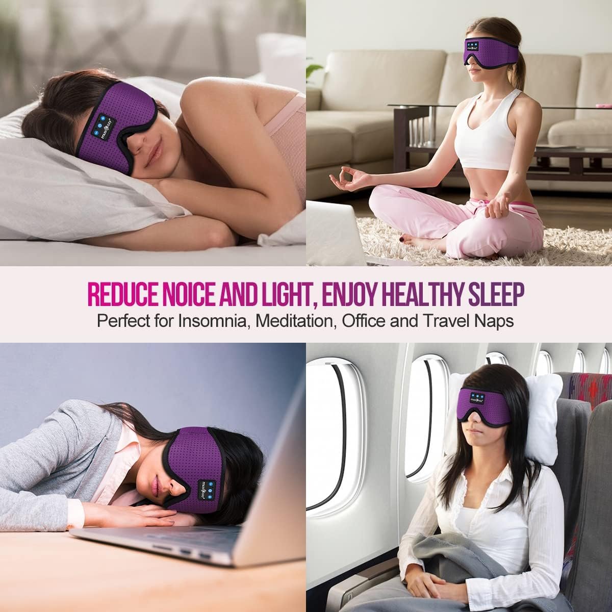 MUSICOZY Sleep Headphones Bluetooth Headband Breathable 3D Sleeping Headphones, Wireless Music Eye Mask Sleep Earbuds for Side Sleepers Women Office Air Travel Cool Tech Gadgets Unique Gifts