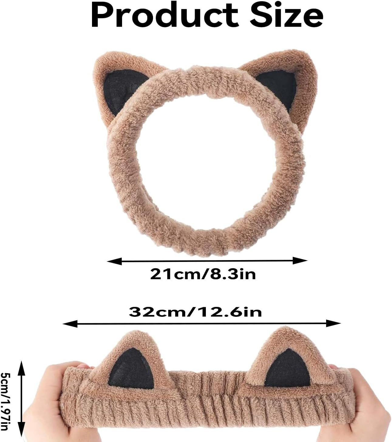 PalqwinduX 2Pcs Cat Ears Spa Headbands for Washing Face Makeup Skincare, Soft Coral Fleece Facial Wash Hair Accessories, Cute Animal Elastic Headband, Fuzzy Cartoon Hair Bands, Hairs Holder for Women