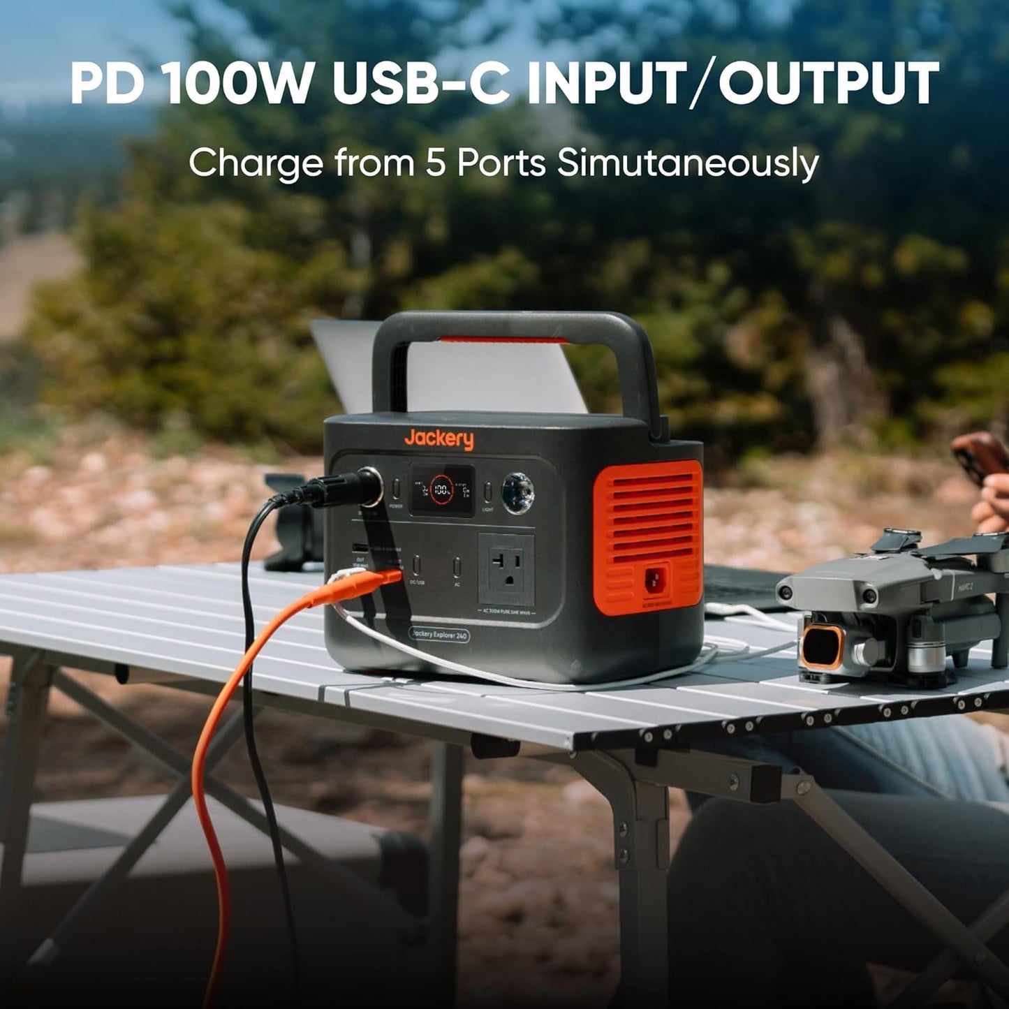 Jackery Explorer 240 V2 Portable Power Station, 256Wh LiFePO4 Battery with 300W AC/100W USB-C Output, 1Hr Fast Charging, Versatile Scenarios -Outdoor Camping, RV Travel