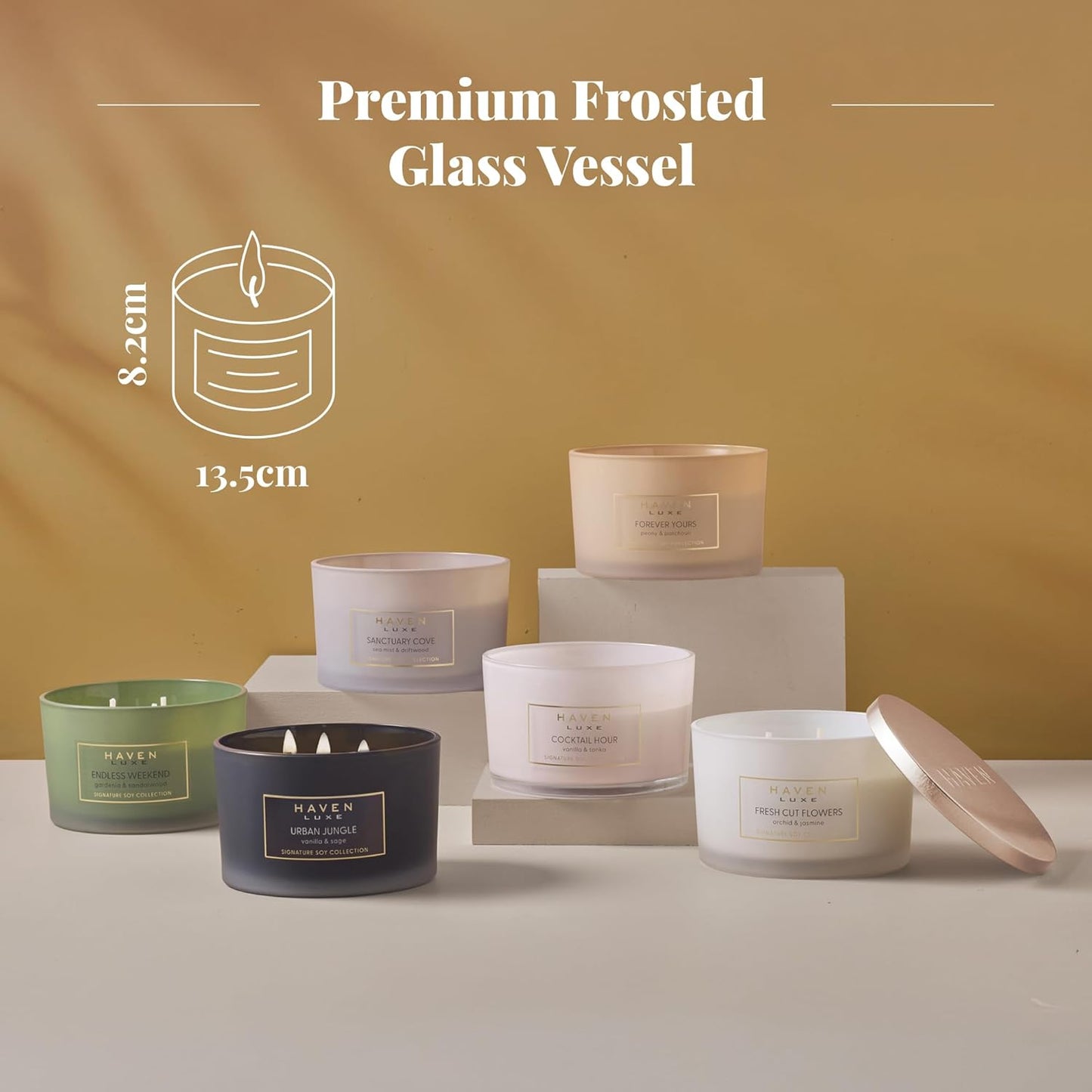 Haven Orchid & Jasmine Scented Candle in Glass Jar - Clean-Burning Soy Wax Blend with Natural Cotton Wick - Long-Lasting Aromatherapy Candle for Home Decor & Fragrance