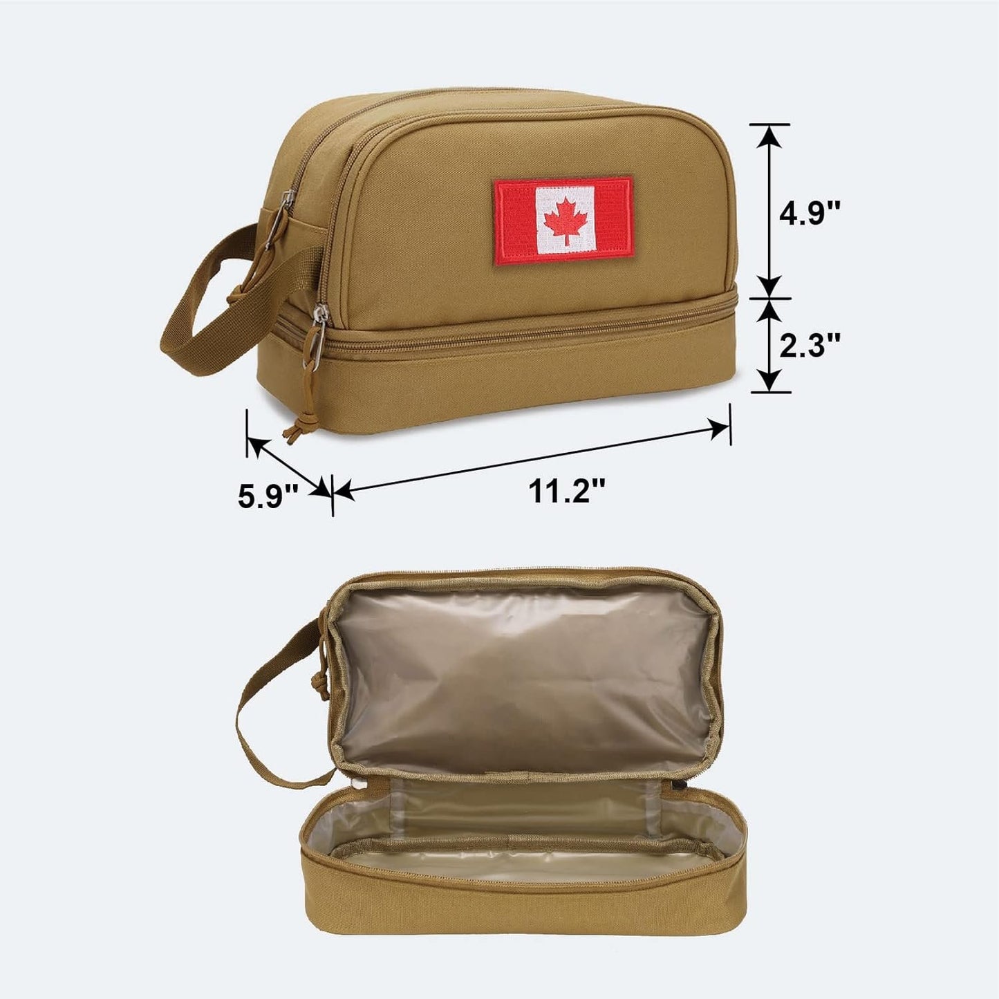 Toiletry Bag for Men, Tactical Travel Bag with Dry Wet Separate，Water-Resistant Hanging Dopp Kit for Women with Large Capacity, Shaving Bag for Travel,Sports Shower(Brown)