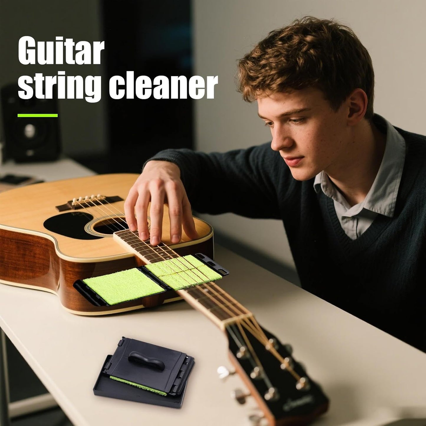 Fingerboard Scrubber, Wiper Cloth, Compact Bass String Cleaning Tool, All-Around Scrub Pad with Handle, Music Accessory for Adults Beginners Professionals
