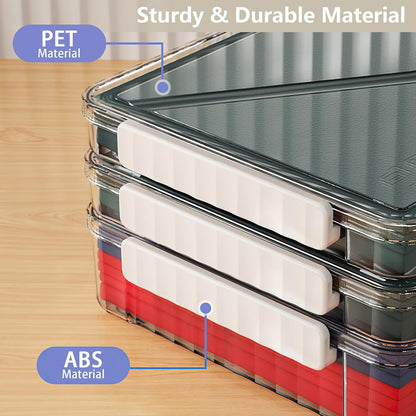 SAYEEC Plastic Storage Box Clear Stackable Storage Bins with Lids and Handle Large Capacity Storage Containers File Protector Case Organizer Portable Project Case for A4 Paper Photo Scrapbook Document