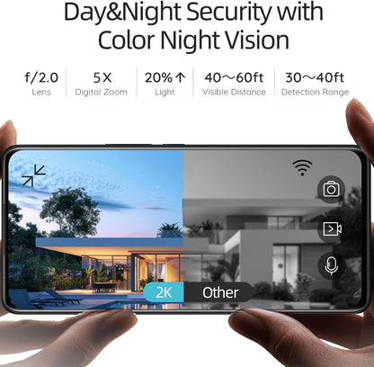 Rraycom 4Pack 5G/2.4G Security Cameras Wireless Outdoor,2K Battery Powered AI Motion Detection Siren Alarm WiFi Home Indoor Camera, Color Night Vision, 2-Way Talk, Waterproof, Works w/Alexa, Cloud/SD