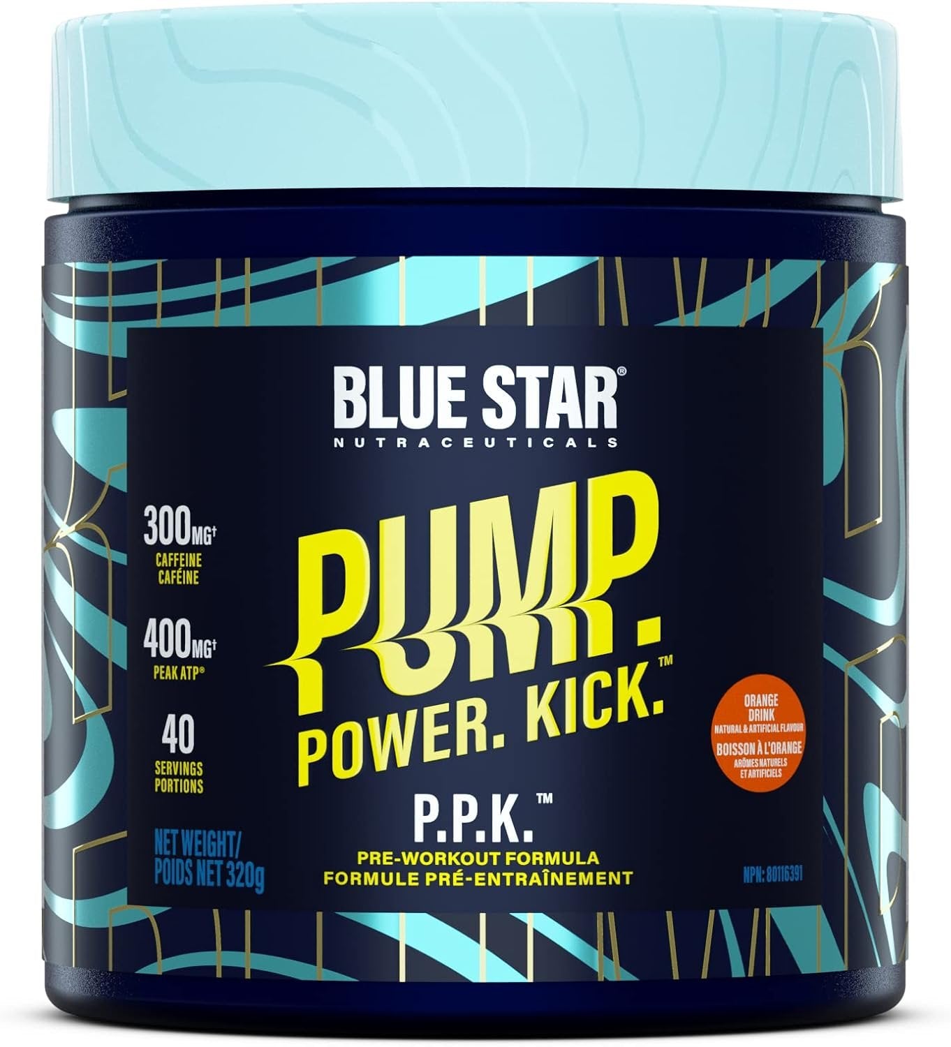 Blue Star Nutraceuticals P.P.K. Pre Workout Supplement - Energy Booster, Nitric Oxide NO2 Booster, Muscle Pumps & Hydration Support - Works After 1 Serving - 40 Servings (Orange Drink)