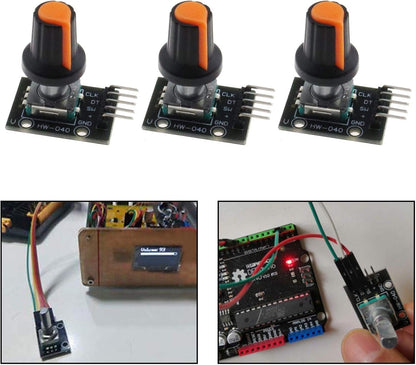 EMSea KY-040 360 Degree Rotary Encoder Module Brick Sensor Development Board with Knob Button Cap 5V 20 Pulse Circle 5 Pack
