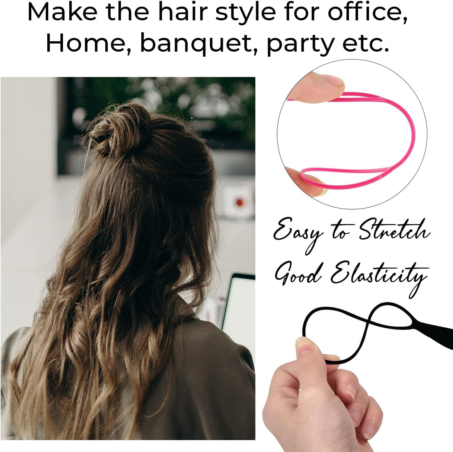 Trimming Shop Topsy Hair Braid Tool Ponytail Ring Styling Maker for Girls Women, DIY Hair Twist Fashion Accessory, 2pcs – Black