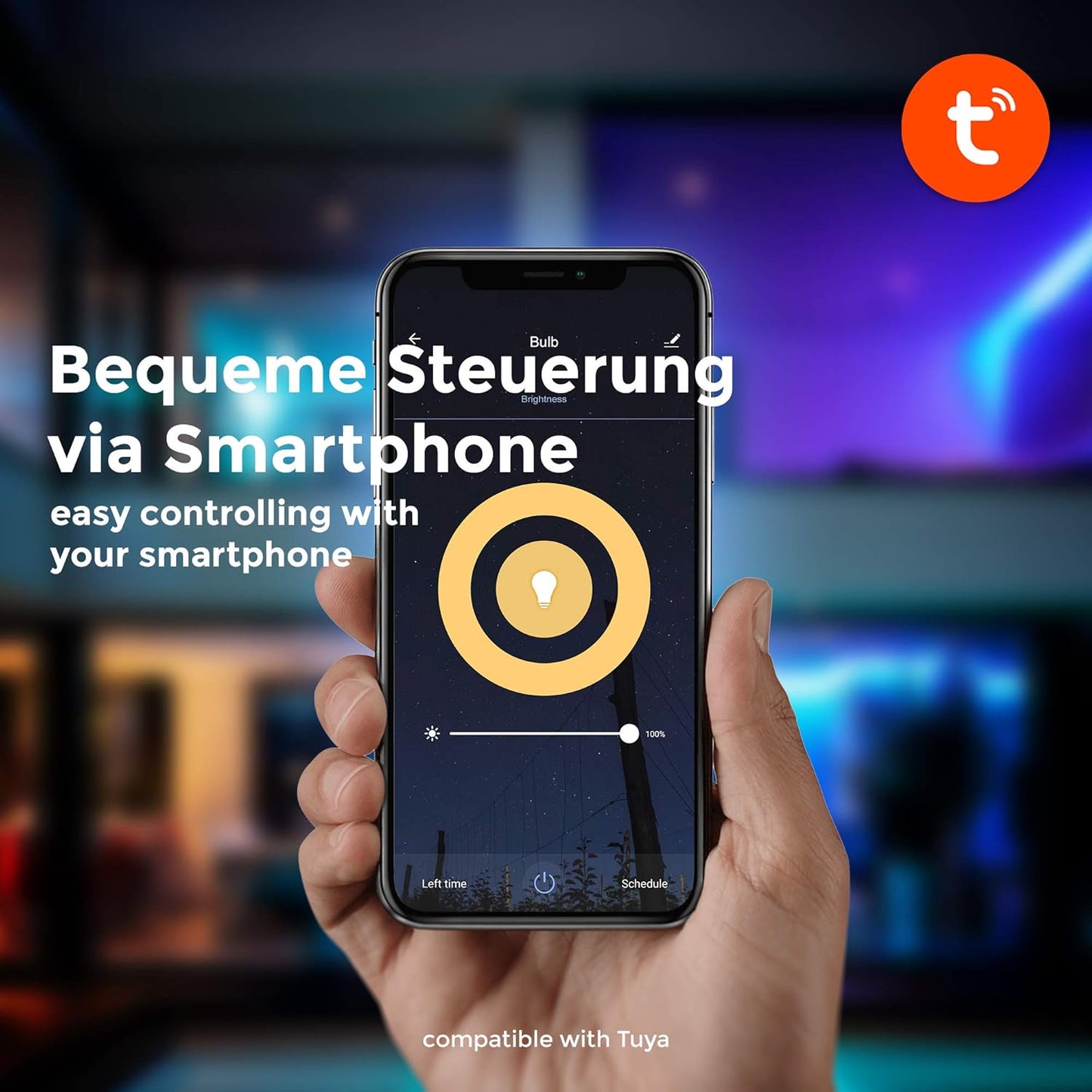 B.K.Licht Smart GU10 LED Light Bulbs, Dimmable with Smartphone App, Warm Light 2700K, Voice Control, 2 x Wi-Fi Bulbs, 5.5W 350Lm, GU10 Spotlight