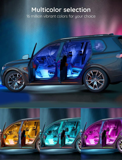 Govee Interior Lights for Car, App Control Smart Car Lights with DIY Mode and Music Mode, Waterproof LED Interior Lights with 2 Lines Design, RGB Under Dash Car LED Lights with Car Charger, DC 12V