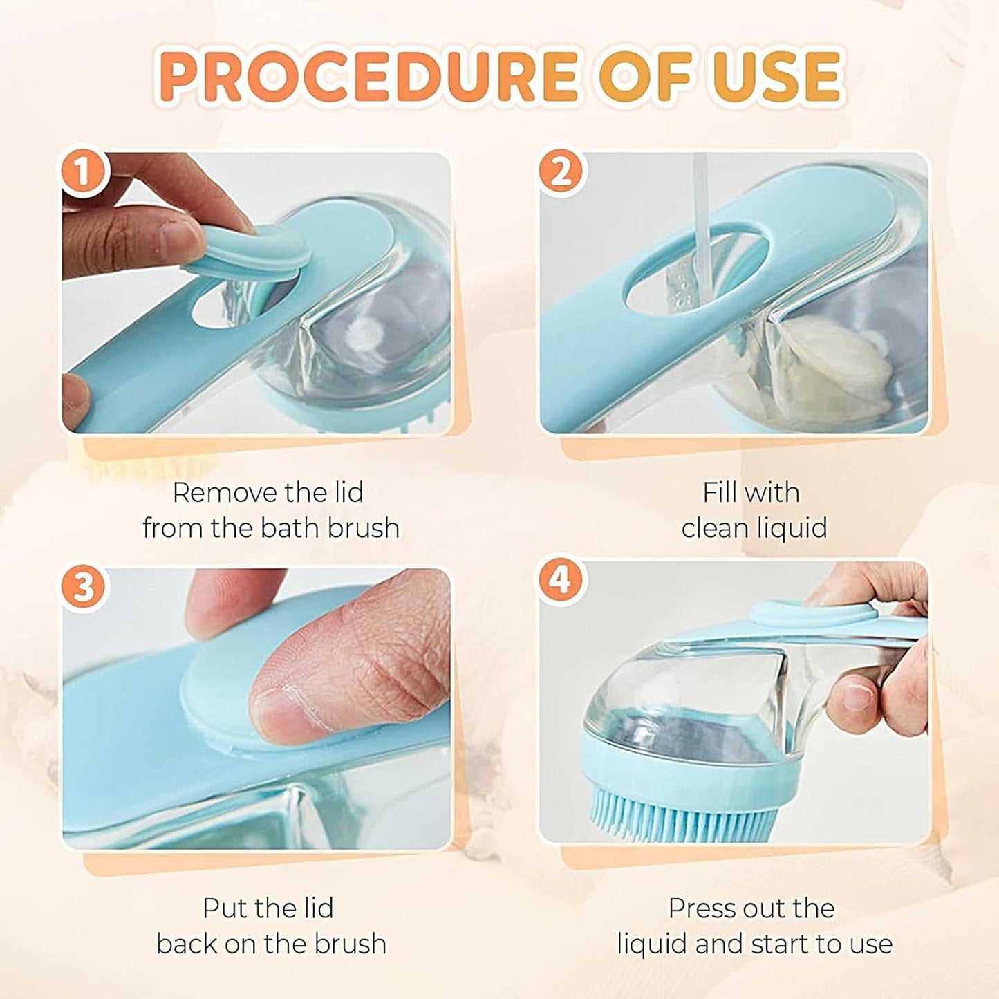 Dog Bath Brush - Soft Dog Shower Brush with Long Handle | Silicone Bristle Grooming Tool Cleaner Reusable Shower Accessories for Small Animals Long Short Hair