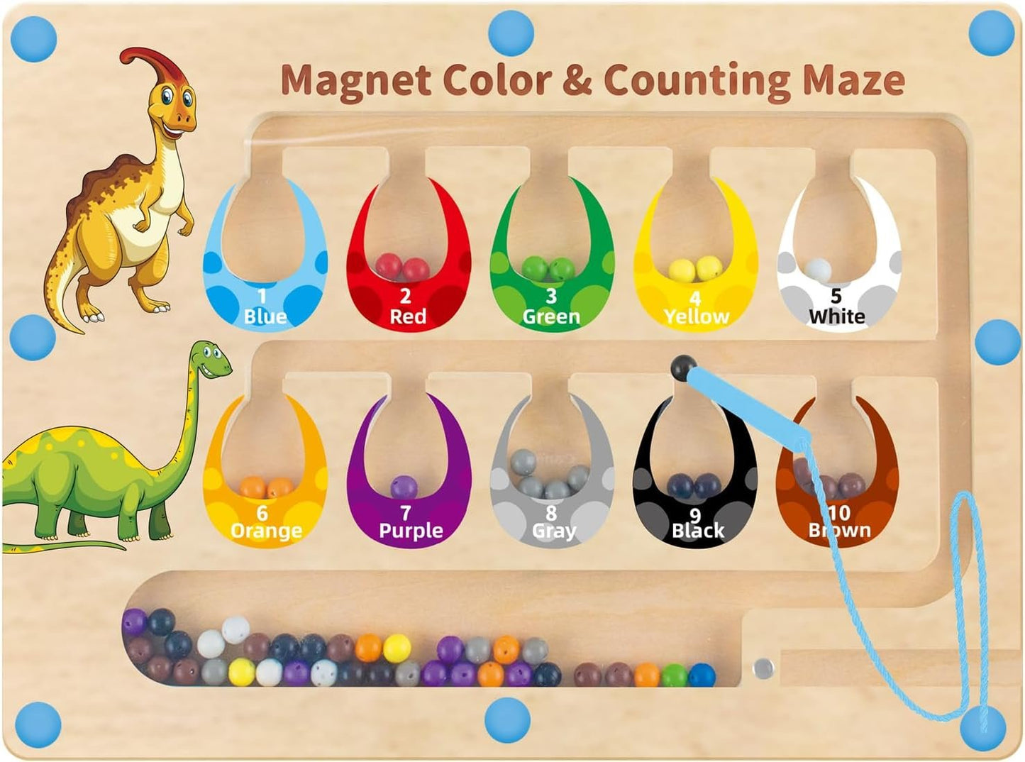 Montessori Magnetic Color and Number Maze, Wooden Puzzle Activity Board, Wooden Magnetic Tracing Board for Kids,Learning and Educational Birthday Gifts for Kids Girl and Boy 3-5 Years Old