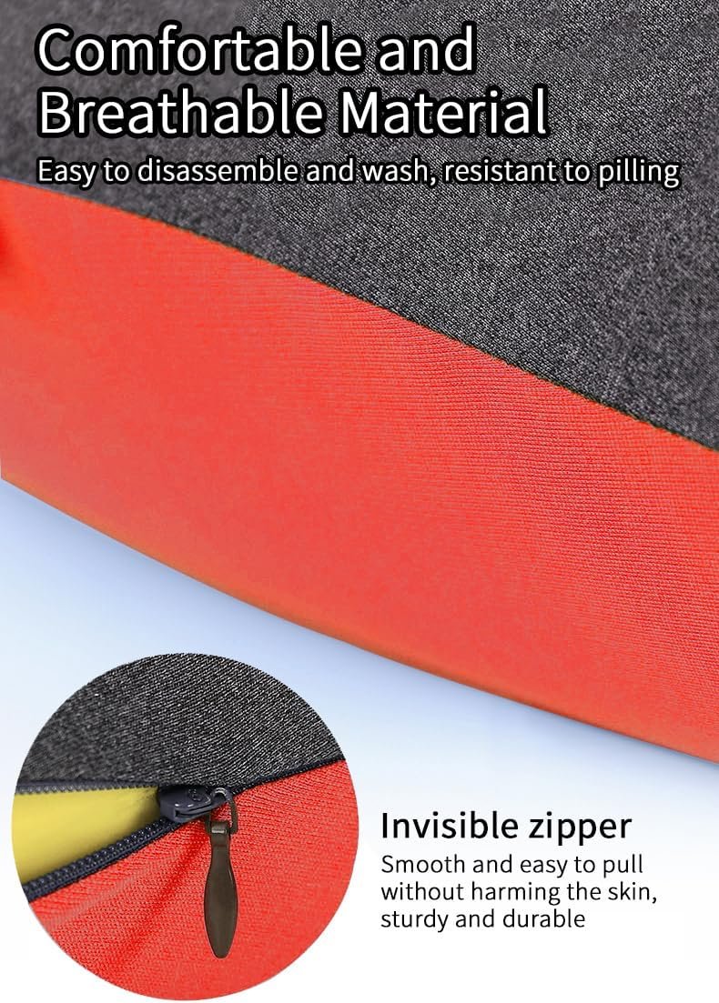 QUMOX Lumbar Support Pillow, Memory Foam Back Cushion Backrest for Car Seat, Office Chair, Computer Chair, Wheelchair and Recliner Ergonomic Design (Orangle)