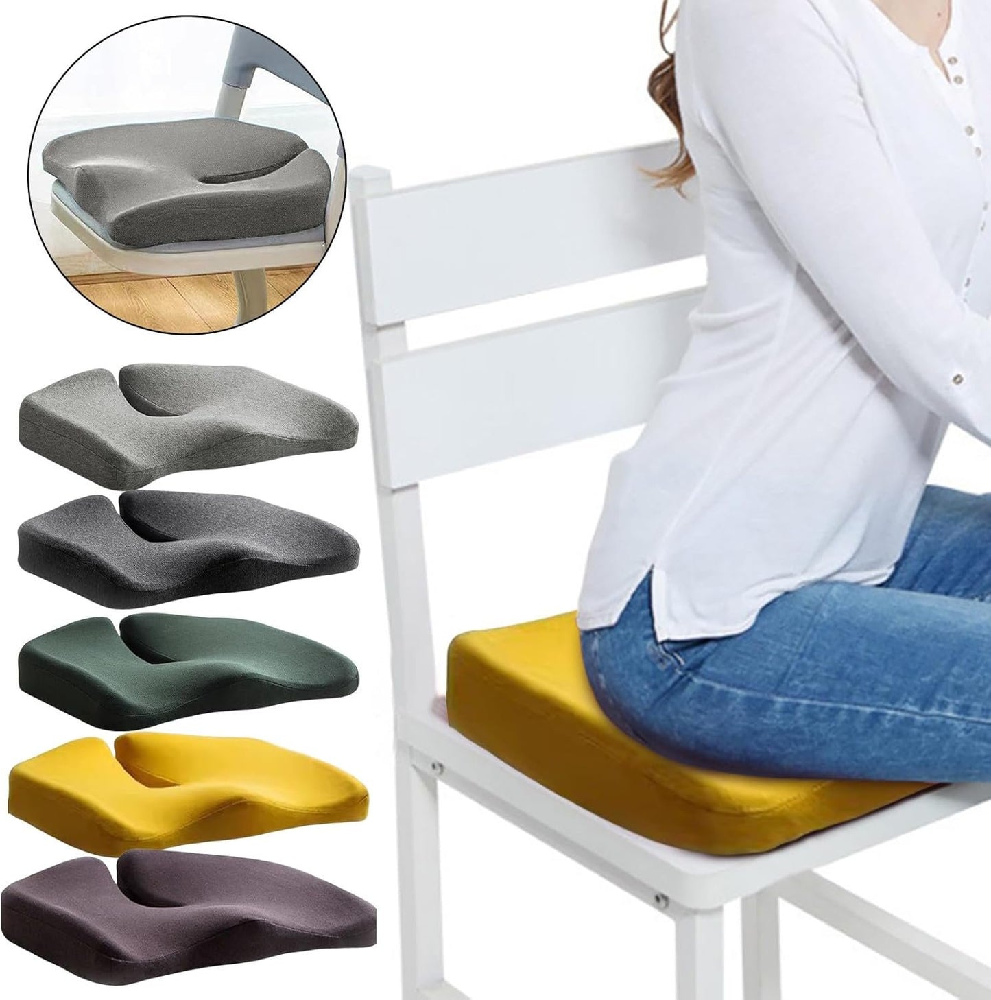 Nordic Comforts Seat & Lumbar Cushion,Ergonomic Seat Cushion with Memory Foam for Car Seat Driver, Office Chair (A)