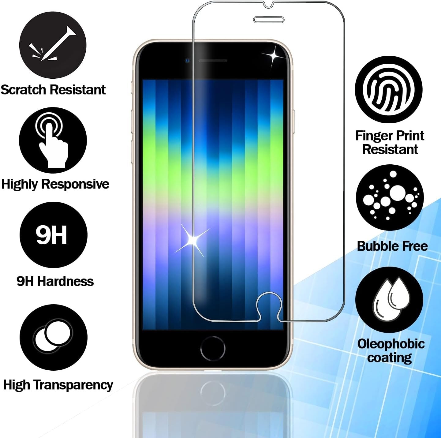 RKINC Screen Protector [4-Pack] for iPhone 6S / iPhone 6, Tempered Glass Film Screen Protector, 0.33mm [LifetimeWarranty][Anti-Scratch][Anti-Shatter][Bubble-Free]