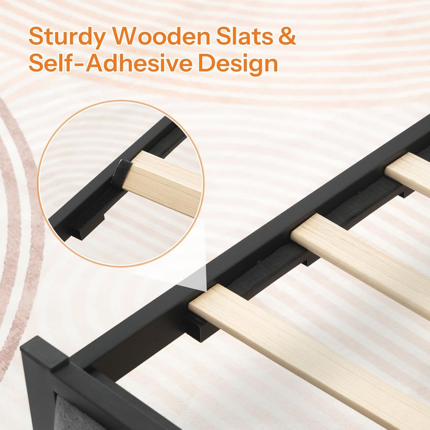 HOOBRO Full Bed Frame with Charging Station, LED Bed Frame with Tall Storage Headboard, Strong Wood Slats, No Box Spring Needed, Noise-Free, Charcoal Gray and Black BC05UDBF01