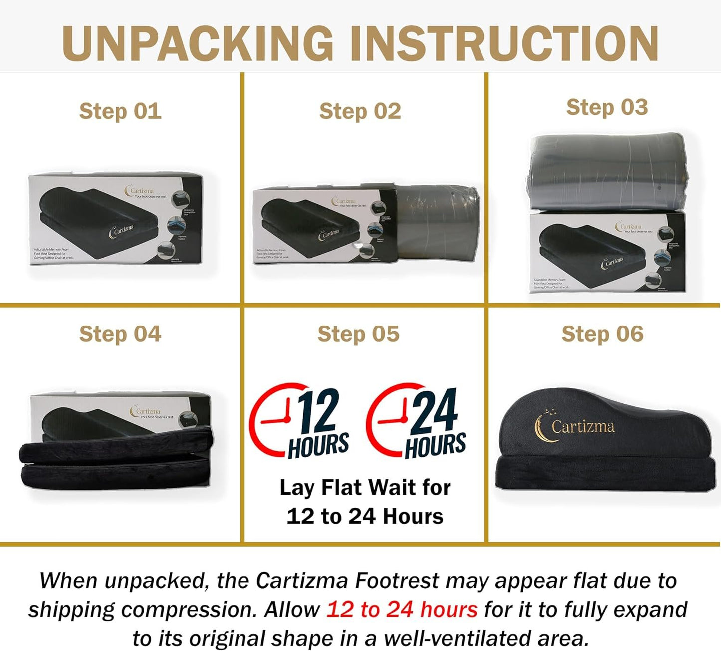 Cartizma Ergonomic Foot Rest for Under Desk at Work - Wavy Shaped for Heel Support, Memory Foam, Anti-Slip, Washable Cover - Office & Gaming Footrest, Back & Leg Pain Relief, Desk Foot Stool (black)