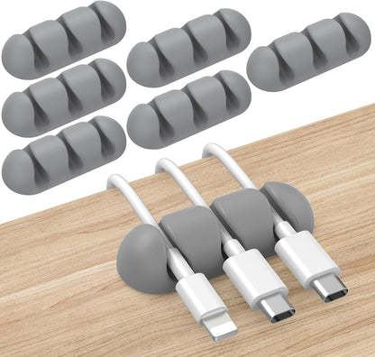 Delidigi 6 Pack Cable Organizer Cord Clips Desk Cable Holder Strong Adhesive Wire Holder for Organizing USB Cord Wire Home Office and Car