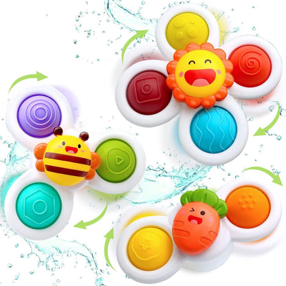 Suction Cup Spinner Toys for Baby, Baby Toys Sensory Toys Learning Toys for Toddlers 1-3, Baby Bath Toys for Babies 12-18 Months, 1 2 3 Year Old Girl Boy Gifts Idea (3 Pcs)