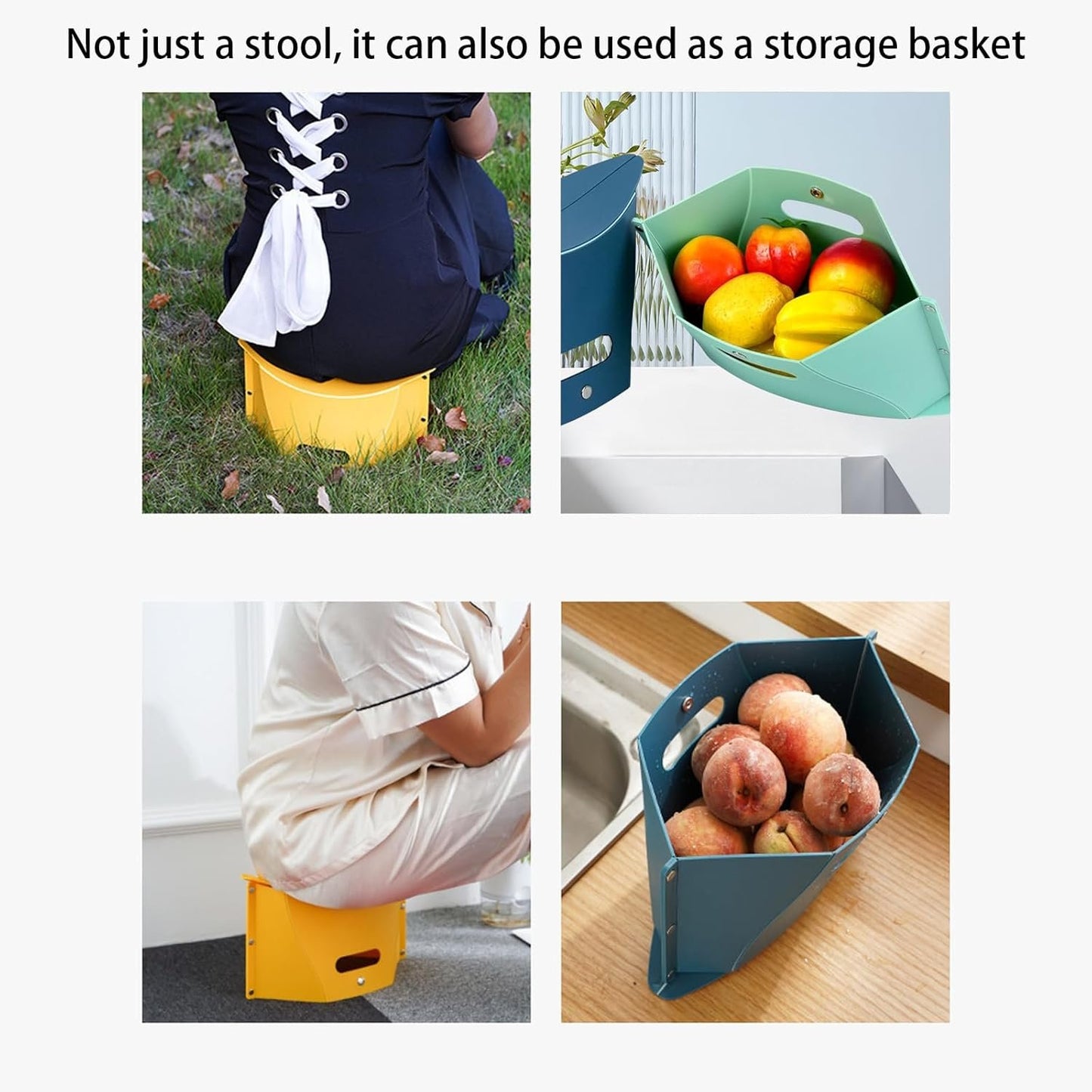 2Pcs Card Folding Stoolï¼ŒPortable Outdoor Travel Stool and Hand Carry Basket, Portable Folding Compact Stool Seat for Camping, Fishing, Gardening, Outdoor, Travel and Beach,with Tote Bag,Barbecue