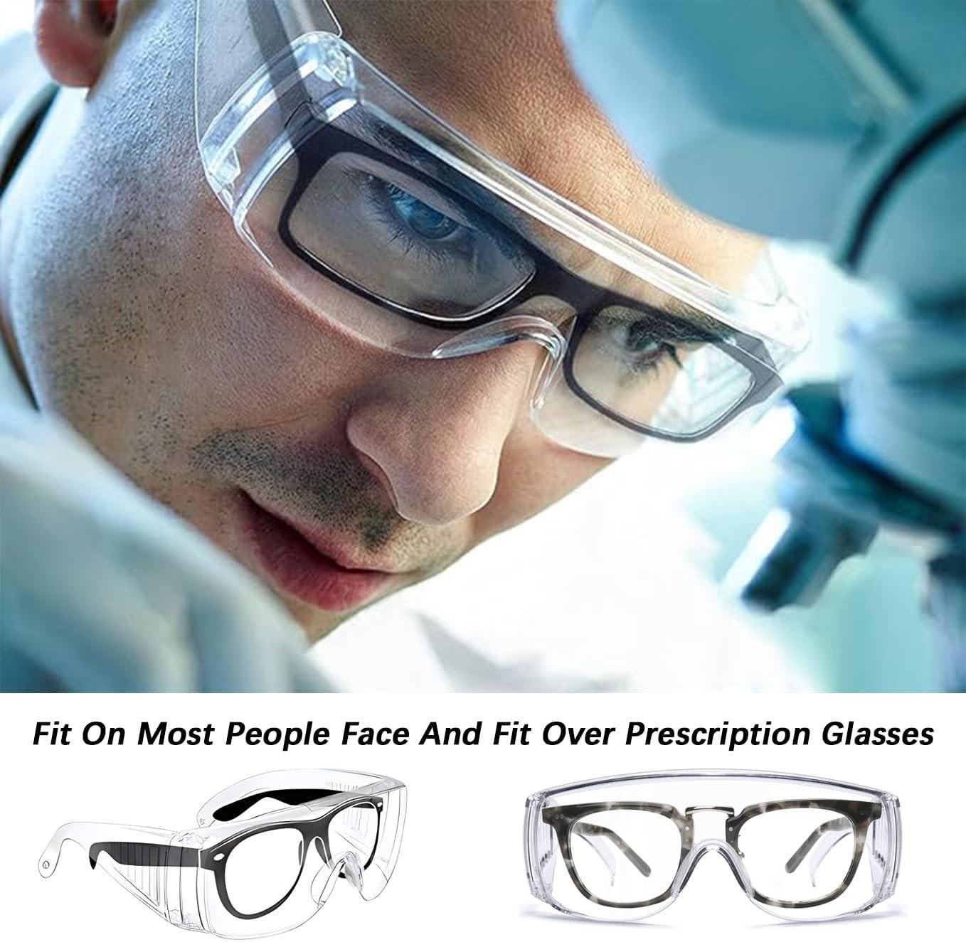 6 Pairs Clear Safety Glasses Over Eyeglasses Goggles Clear Glasses Anti- Fog/Scratch Eye Protection Polycarbonate Protective Eyewear Safety Goggles For Shooting, Lab, Outdoor, Workplaces