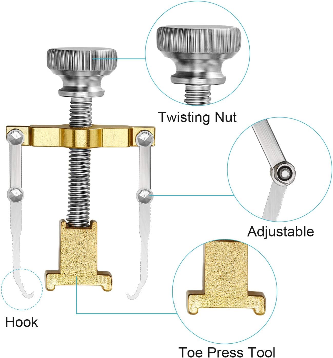 2 Pieces Ingrown Toenail Tool Ingrown Toenail Tool Stainless Steel Toe Cap Foot Care Tool for Paronychia (Gold)