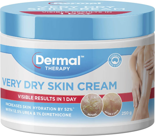 Dermal Therapy Very Dry Skin Cream for Optimum Hydration, Deep Moisturising Cream for Severely Dry Skin on Arms, Legs, Elbows & Back, Long-Lasting Hydration & Skin Repair, Non-Greasy | 250g