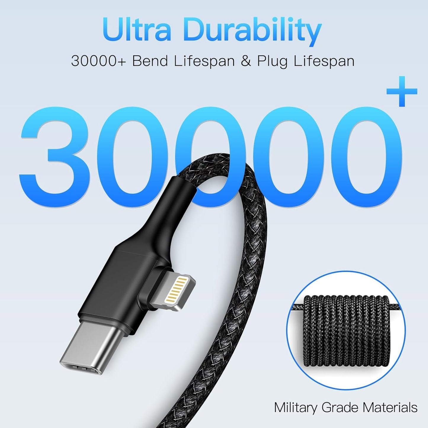 Artmushie Multi 4-in-1 Universal Fast Charging Cableâ€“USB A/C to Multi Connectors (Type C, Lighting), Compatible with iPhone, iPad, Smartphones, Tablets & More Devices (2Pack, Black, 5.5Ft)