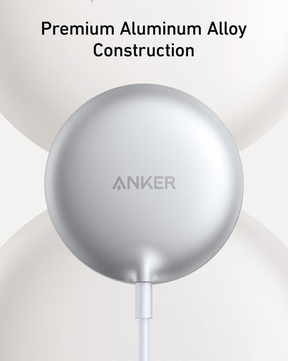 Anker MagSafe Charger Pad Compatible, MagGo iPhone 16 Wireless Charger Pad, Qi2 Certified 15W Wireless Charger, for iPhone 16/16 Plus/16 Pro/16 Pro Max/15/14/13/12 Series (Charger Not Included)