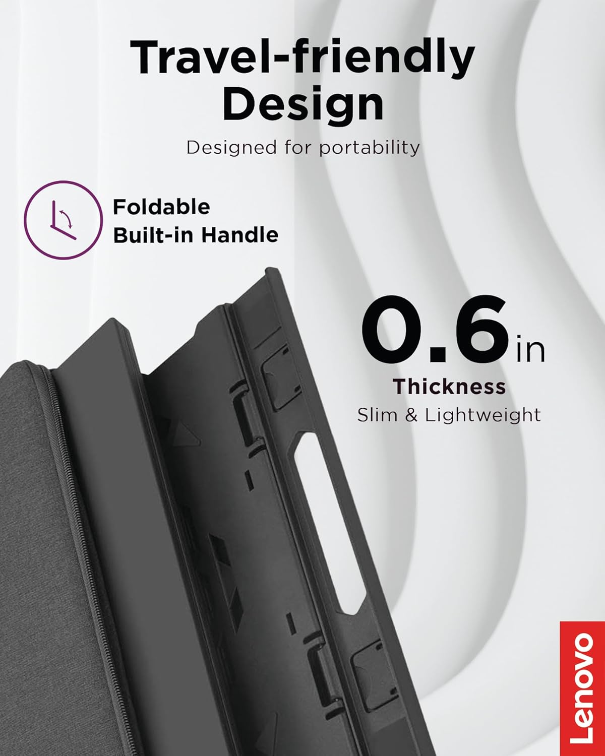 Lenovo 2-in-1 Laptop Stand - Adjustable, Portable, Foldable, Ergonomic, Non-Slip, Compatible with Laptops up to 15" and Cell Phones, Ideal for Travel