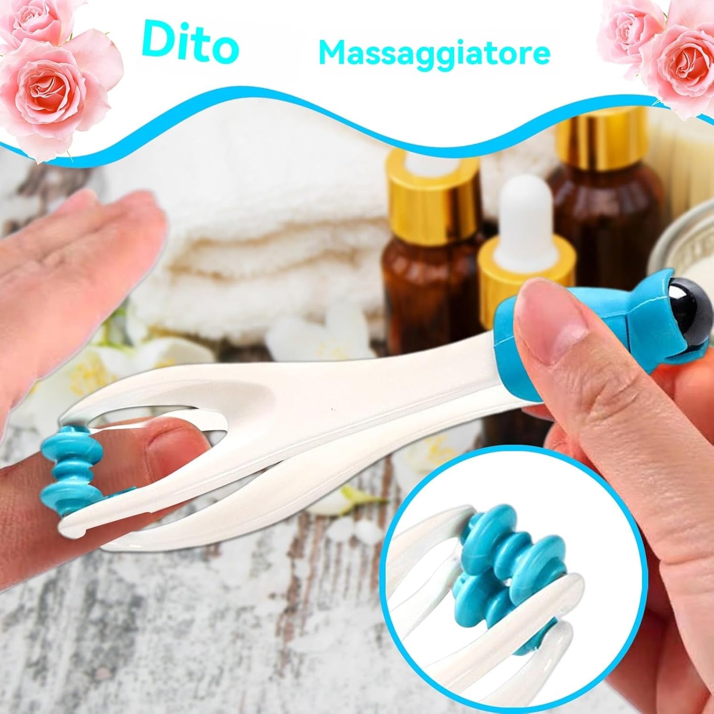 Strumento di massaggio per le dita - Massager del punto di pressione manuale con anelli a rulli in cordone | Dispositivo di rilassamento delle dita della terapia a mano portatile per recupero muscolar