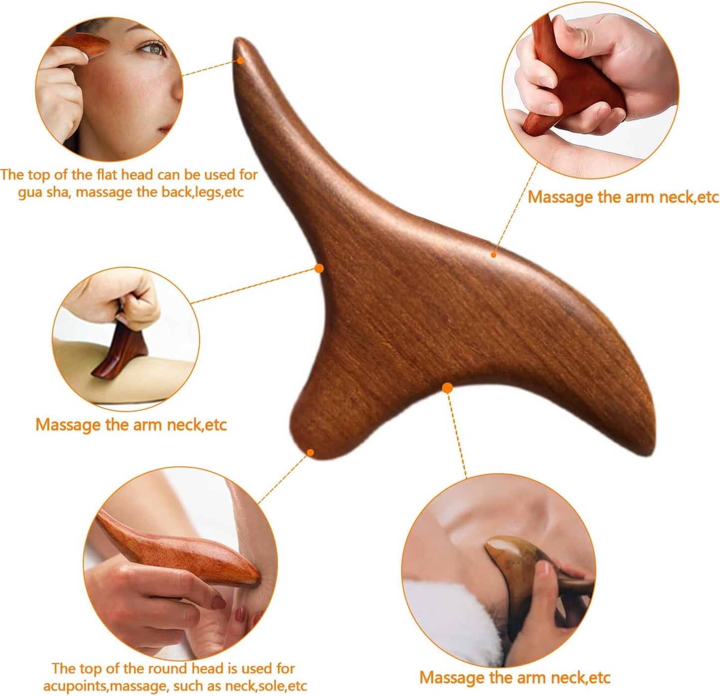 Wooden Massage Roller, Gua Sha Lymphatic Drainage Massager, Curved Wood Therapy Massage Roller, Roller Gua Sha for Back, Muscle Pain Relief and Body Shaping,Natural Massager for Women and Men